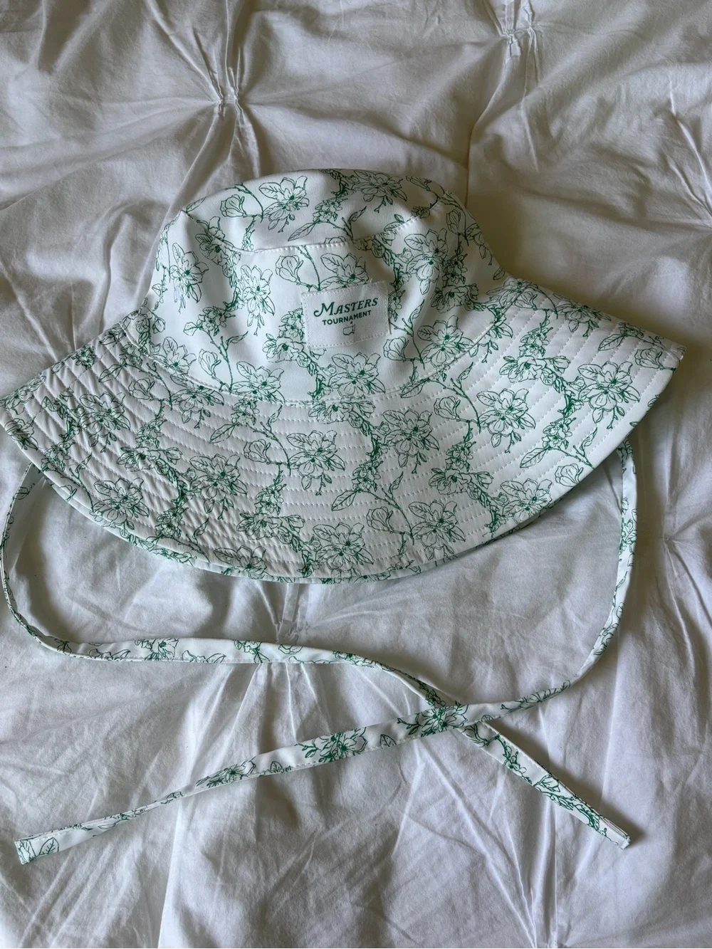 American Needle White Bucket Hat with Green Floral Print